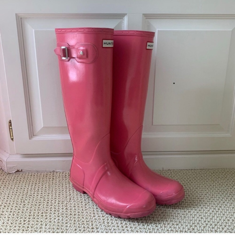 Pink Hunter boots 8